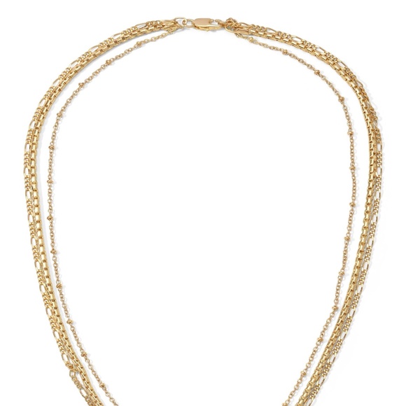 New Vanessa Mooney THE ZOE NECKLACE triple chain stacking layering necklace - Picture 2 of 3